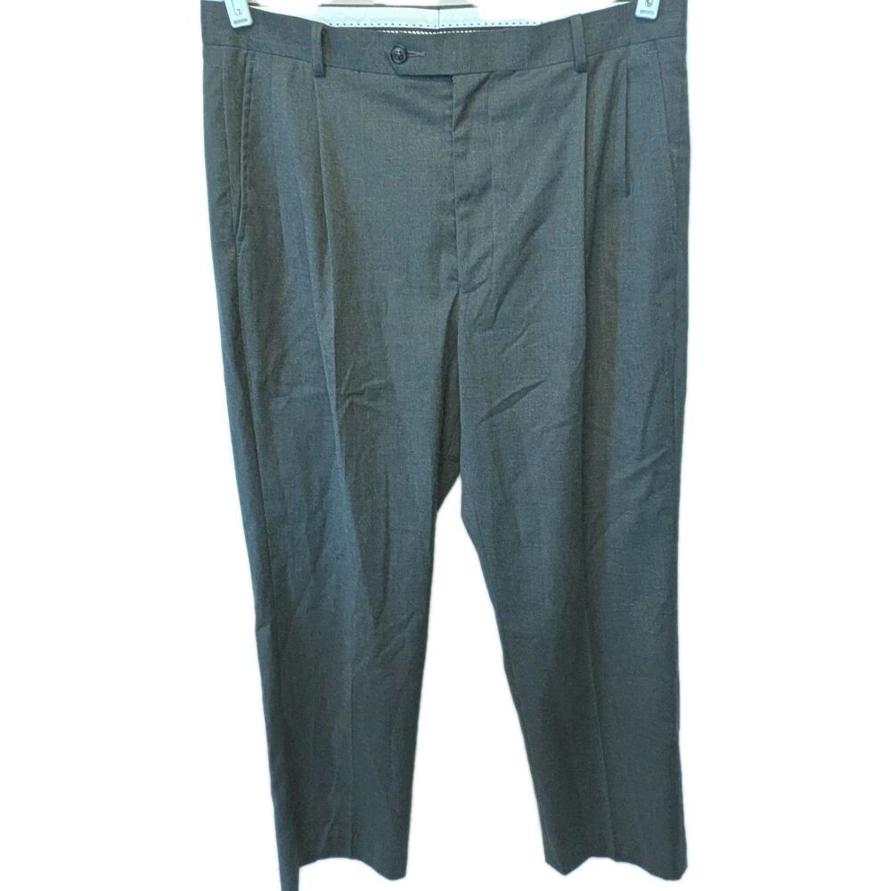 Daniel Cremieux Signature Dress Pants Mens 34x30 Gray Pleated Slacks